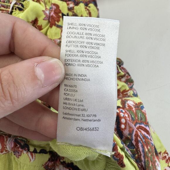 Free People Jumpsuit Womens Medium Bali Citrus Skies Boho Floral Wide Leg - Picture 8 of 11